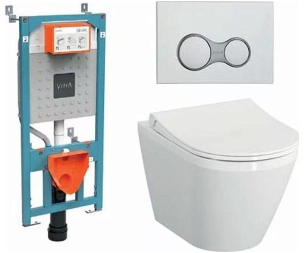 Комплект инсталляции Vitra Integra Round 9856B003-7205 c кнопкой смыва и подвесным унитазом