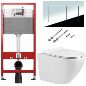 Комплект инсталляции TECEbase kit 9400401S (9400412) c кнопкой и подвесным унитазом Milleau Alby 203