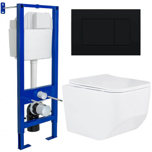 Комплект инсталляции Berges Аtom 410 c кнопкой и унитазом Roxen Boro 530145-01