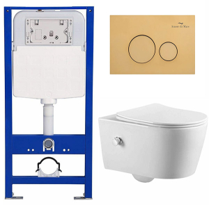 Комплект инсталляции 6 в 1 Amore di mare QuickFit 50114 с подвесным унитазом Temo Bidet P322-X и клавишей смыва 303G