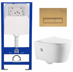 Комплект инсталляции 6 в 1 Amore di mare QuickFit 50114 с подвесным унитазом Temo Bidet P322-X и клавишей смыва 404G