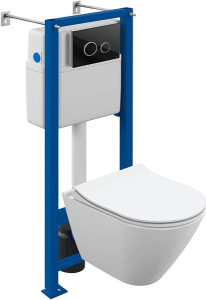 Комплект инсталляции Cersanit Vector с кнопкой Twins 64117 и унитазом City Smart CO DPL EO slim
