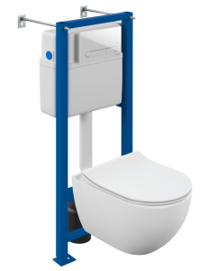 Комплект инсталляции Cersanit Vector с кнопкой Estetica белый и унитазом Brasko Smart CO DPL EO Slim / 68304