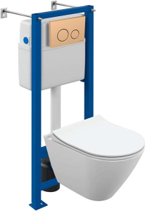 Комплект инсталляции Cersanit Vector с кнопкой Twins 63524 и унитазом City Smart CO DPL EO slim