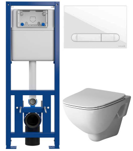 Комплект инсталляции Cersanit Link Pro с кнопкой Estetica 64109 и унитазом AM.PM X-Joy C851701SC
