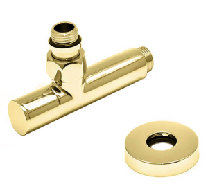 Комплект вентилей угловых колпачковых 1/2"х1/2" Ш/Ш золото