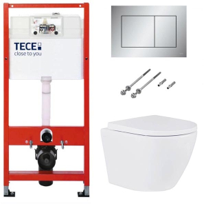 Система инсталляции для унитаза TECEbase kit 9400401 с кнопкой Tecenow 9240402 и унитазом Roxen Antares 530185-02