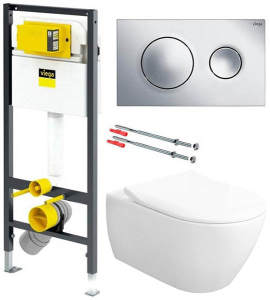 Комплект инсталляции Viega Prevista Dry 792855 с кнопкой и подвесным унитазом Villeroy&Boch Subway 2.0 5614R201 Soft Close