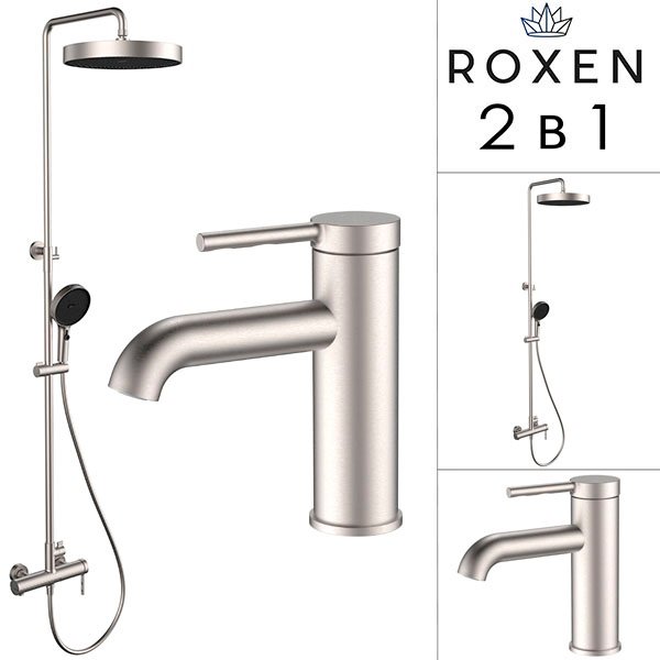 Набор душевая стойка со смесителем для умывальника Roxen Santi 500640317-BN