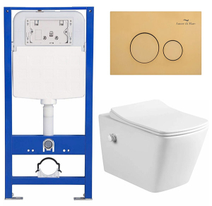 Комплект инсталляции 6 в 1 Amore di mare QuickFit 50114 с подвесным унитазом Garda Bidet P310-X и клавишей смыва 303G