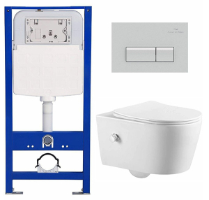 Комплект инсталляции 6 в 1 Amore di mare QuickFit 50114 с подвесным унитазом Temo Bidet P322-X и клавишей смыва 404CH