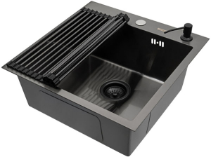 Кухонная мойка Arfeka Eco AR 50 Black с дозатором и роллер-матом