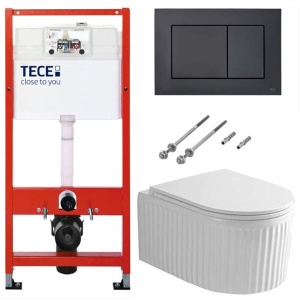 Система инсталляции для унитаза TECEbase kit c кнопкой и подвесным унитазом Roxen Royal Matt 530200-01