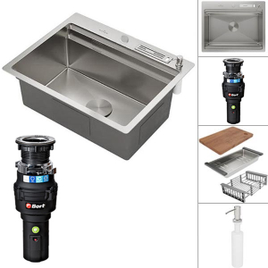 Кухонная мойка Roxen Stage 560250-60 в комплекте с аксессуарами и измельчителем Bort Caiman 93418064
