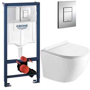 Комплект инсталляции Grohe Rapid SL 38772001 с подвесным унитазом Timo Rimless Kulo TK-403