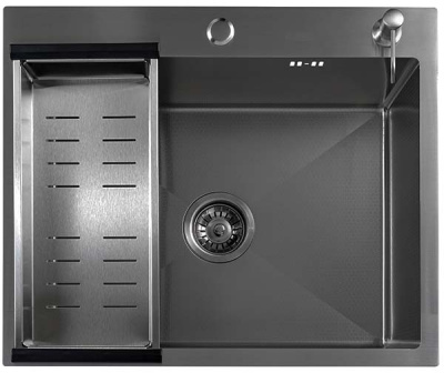 Кухонная мойка Avina Futur Eco PVD (графит) Decor с коландером и дозатором