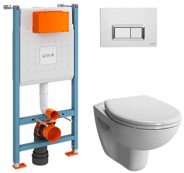 Комплект инсталляции Vitra Normus 9773B003-7200 c кнопкой смыва и подвесным унитазом