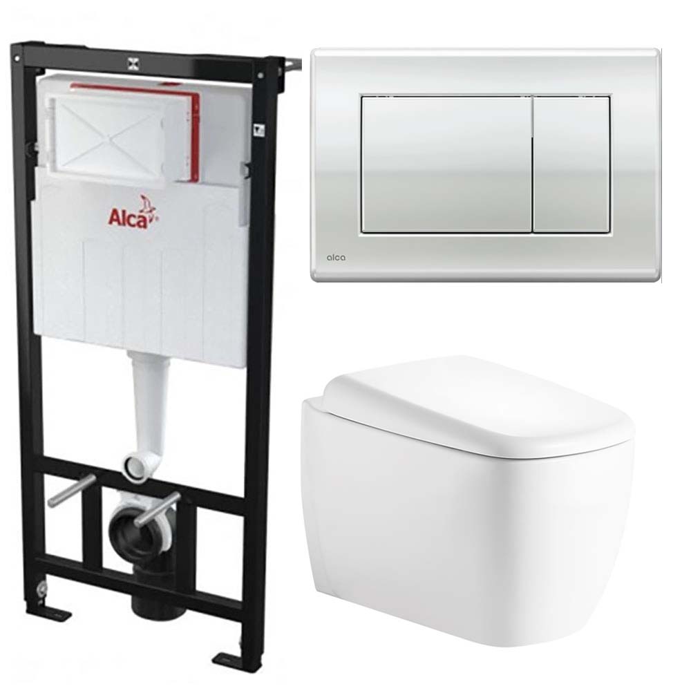Комплект инсталляции AlcaPlast AM101/1120 Sadromodul с ароматизатором, кнопкой M270 / M271 / M272 и унитазом Roxen Martin 530220-02