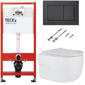 Система инсталляции для унитаза TECEbase kit c кнопкой 9240407 и унитазом Roxen Porto 530155-01 Rimless Soft Close