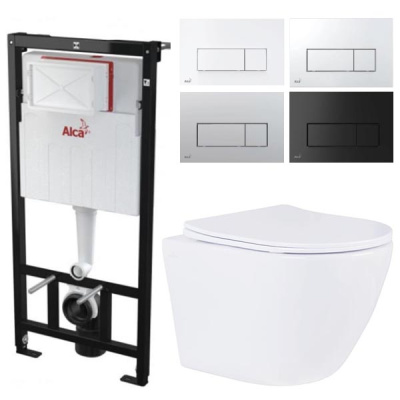 Комплект инсталляции AlcaPlast AM101/1120 Sadromodul с ароматизатором, кнопкой M570 / M571 / M572 / M578 и унитазом Roxen Antares 530185-01