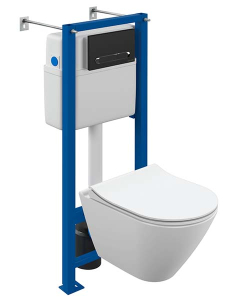 Комплект инсталляции Cersanit Vector с кнопкой Estetica черный матовый и унитазом City Smart CO DPL EO Slim / 68305