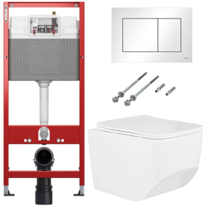 Комплект инсталляции TECEbase kit c кнопкой 9400413 и унитазом Roxen Boro 530145-01 Rimless Soft Close