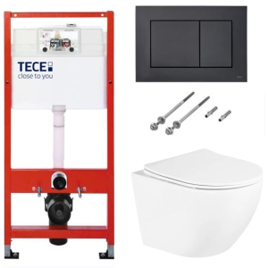 Система инсталляции для унитаза TECEbase kit c кнопкой 9240407 и унитазом Taliente Amato AM25010