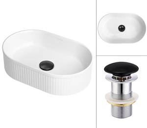 Комплект 2 в 1 умывальник Roxen Royal Oval 110170-B с донным клапаном