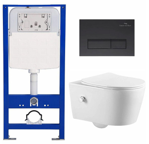 Комплект инсталляции 6 в 1 Amore di mare QuickFit 50114 с подвесным унитазом Temo Bidet P322-X и клавишей смыва 404MB