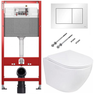 Комплект инсталляции TECEbase kit c кнопкой 9400413 и унитазом Roxen Antares 530185-01 Rimless Soft Close