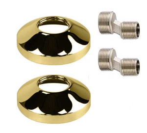 Комплект эксцентрики 3/4"х1/2" Ш/Ш + декоративные чашки 3/4" золото