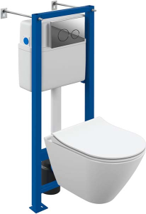 Комплект инсталляции Cersanit Vector с кнопкой Twins 63523 и унитазом City Smart CO DPL EO slim