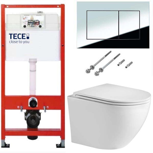 Система инсталляции для унитаза TECEbase kit 9400401S (9400412) c кнопкой и унитазом WeltWasser Merzbach 043 GL-WT