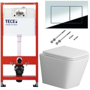 Система инсталляции для унитаза TECEbase kit 9400401S (9400412) c кнопкой и унитазом Niagara Atrio NG-9303