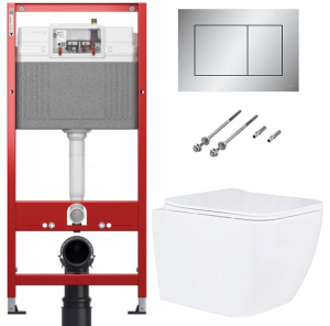 Комплект инсталляции TECEbase kit 9400401 с кнопкой Tecenow 9240402 и унитазом Roxen Cube Tornado 530135-01