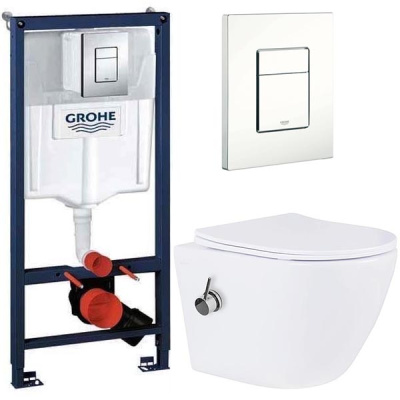 Комплект инсталляции Grohe Rapid SL 38772001 с кнопкой и подвесным унитазом Roxen Antares Bidet 530185-01X с функцией биде
