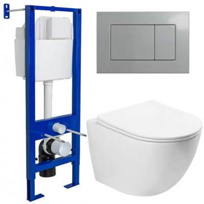 Комплект инсталляции Berges Аtom 410 c кнопкой и унитазом SantiLine SL-5005