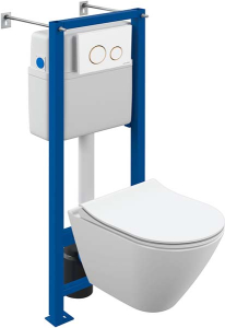 Комплект инсталляции Cersanit Vector с кнопкой Twins 63535 и унитазом City Smart CO DPL EO slim