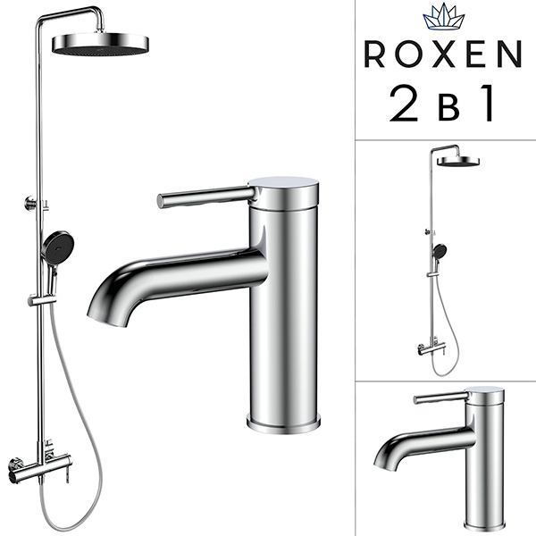 Набор душевая стойка со смесителем для умывальника Roxen Santi 500640317-CH
