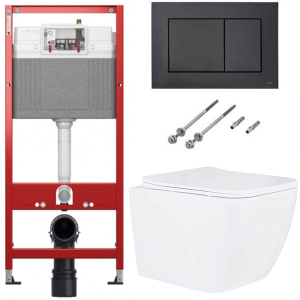 Комплект инсталляции TECEbase kit c кнопкой 9240407 и унитазом Roxen Cube Tornado 530135-01 Rimless Soft Close