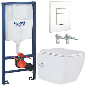 Комплект инсталляции Grohe Rapid Sl 38772SH0 с унитазом Roxen Cube Bidet 530135-01X Rimless Soft Close с функцией биде