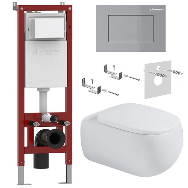 Комплект инсталляции Asten Readle Zentralmodul AR0501 с кнопкой и унитазом Roxen Titan 530230-02