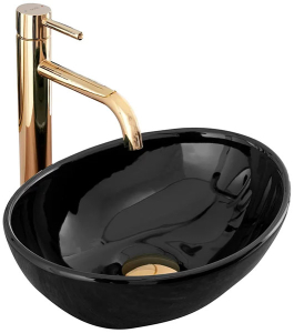 Умывальник Rea Sofia Mini Black U8013 / Mini Black Marble Shiny U6963