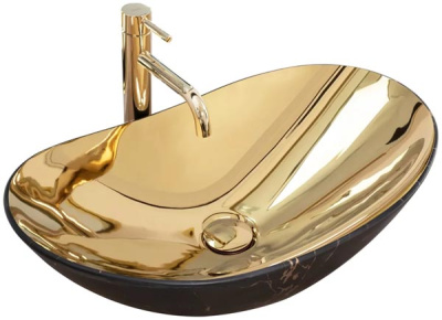 Умывальник Rea Royal in Gold marble black matt U8007 / In Black Marble Gold U8008
