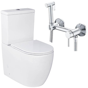 Напольный унитаз Roxen Antares Tornado 600185-01 в комплекте со смесителем для биде Shevanik S107