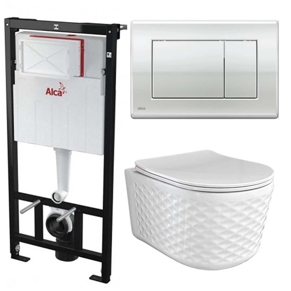 Комплект инсталляции AlcaPlast AM101/1120 Sadromodul с ароматизатором, кнопкой M270 / M271 / M272 и унитазом Roxen Vine Tornado 530225-01