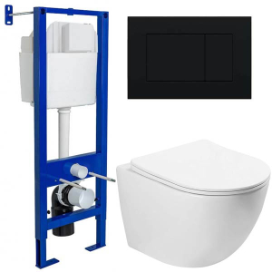 Комплект инсталляции Berges Аtom 410 c кнопкой и унитазом SantiLine SL-5005