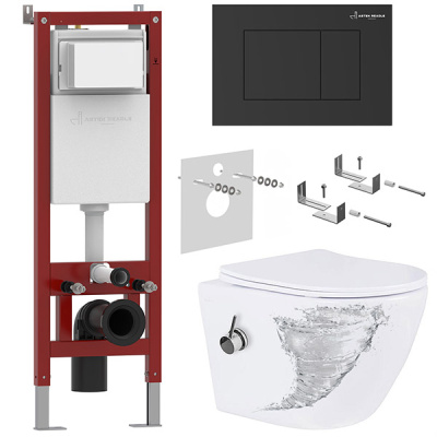 Комплект инсталляции Asten Readle Zentralmodul AR0501 с кнопкой и унитазом Roxen Antares Bidet Tornado 530185-01XT с функцией биде