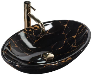 Умывальник Rea Pamela Black Marble Shiny U5067
