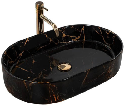 Умывальник Rea Nadia 60 Black Marble Shiny U0539 / 60 black matt stone U8565